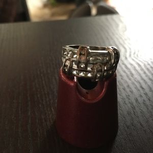 Sterling Silver CZ Basket Weave Ring